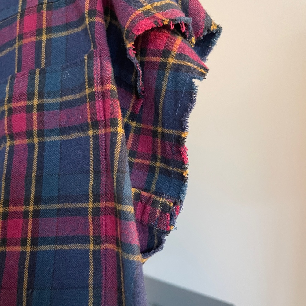 One Teaspoon Navy, Burgundy & Yellow Plaid Button-Up Shirt - Picture 4 of 4